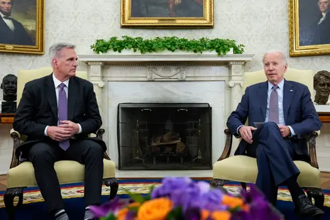 Joe Biden with House Speaker Kevin McCarth in the White House